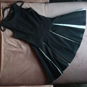 White House Black Market 10P Black and white A line office dress